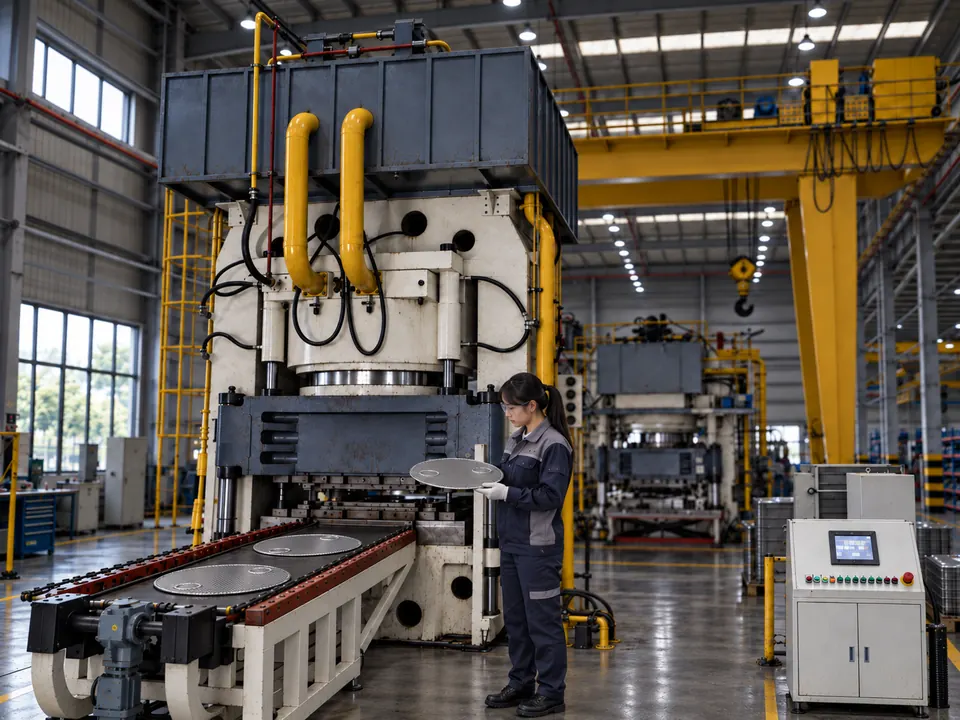 Plate forming Hydraulic press and formed circular heat-transfer plates