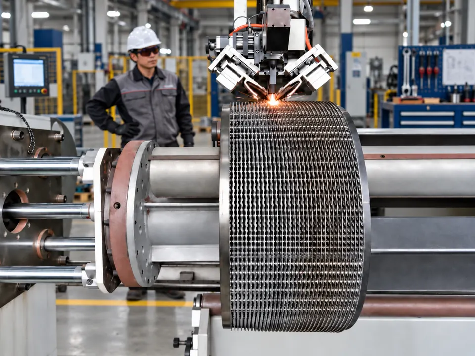 Plate pack welding Automated welding of a circular plate pack